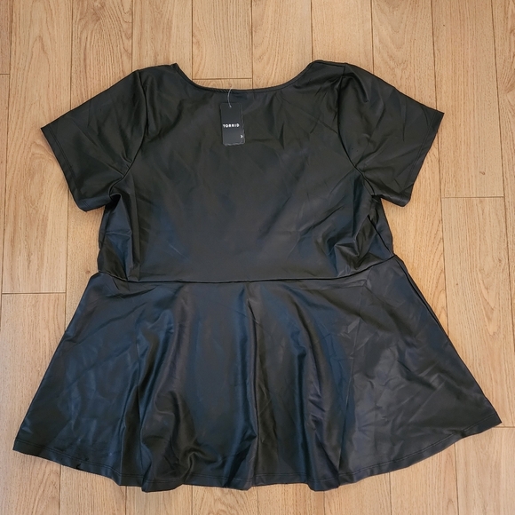Torrid Black Peplum Blouse with Square Neck and Short Sleeves - Picture 7 of 12